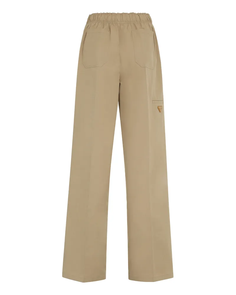 Prada Women's Wide-Leg Cotton Trousers Beige Beige