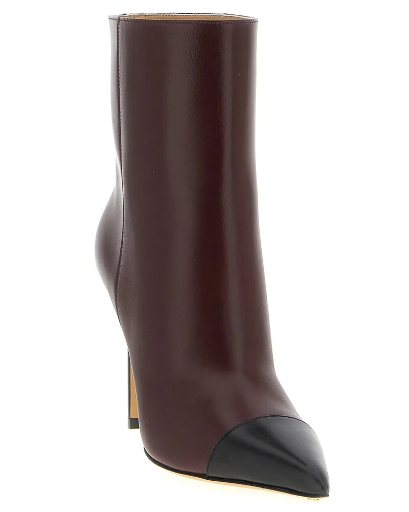 Francesco Russo Two-Tone Leather Ankle Boot — Burgundy Burgundy