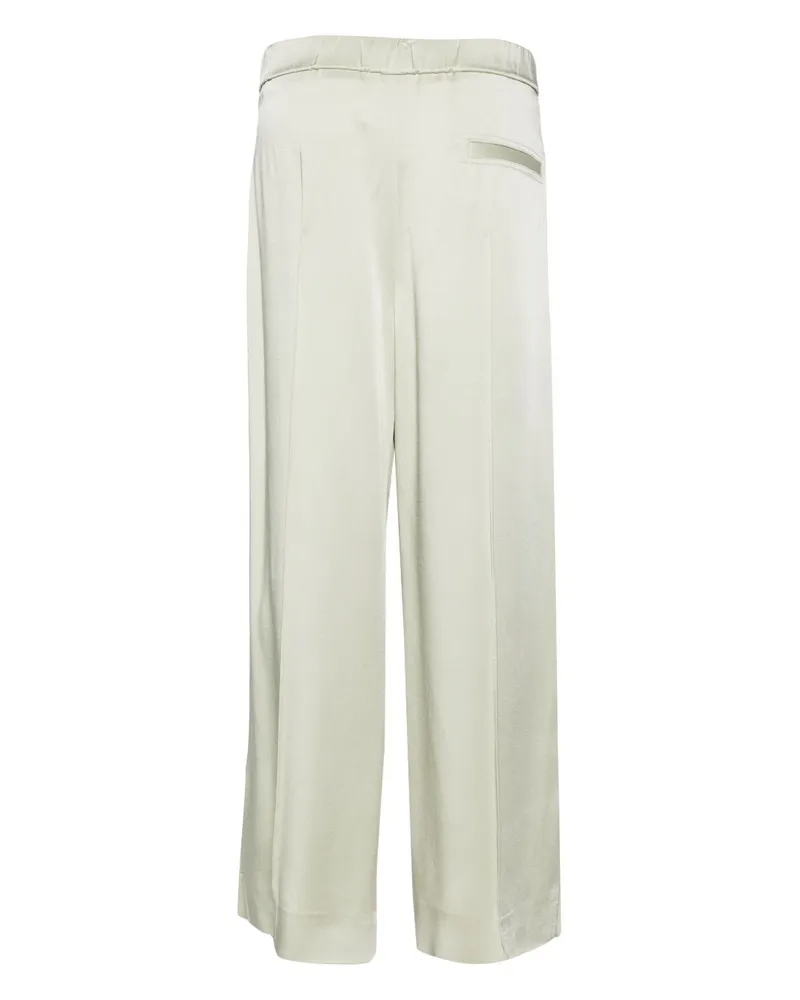 Jil Sander Wide-Leg Satin Trousers — Green Green