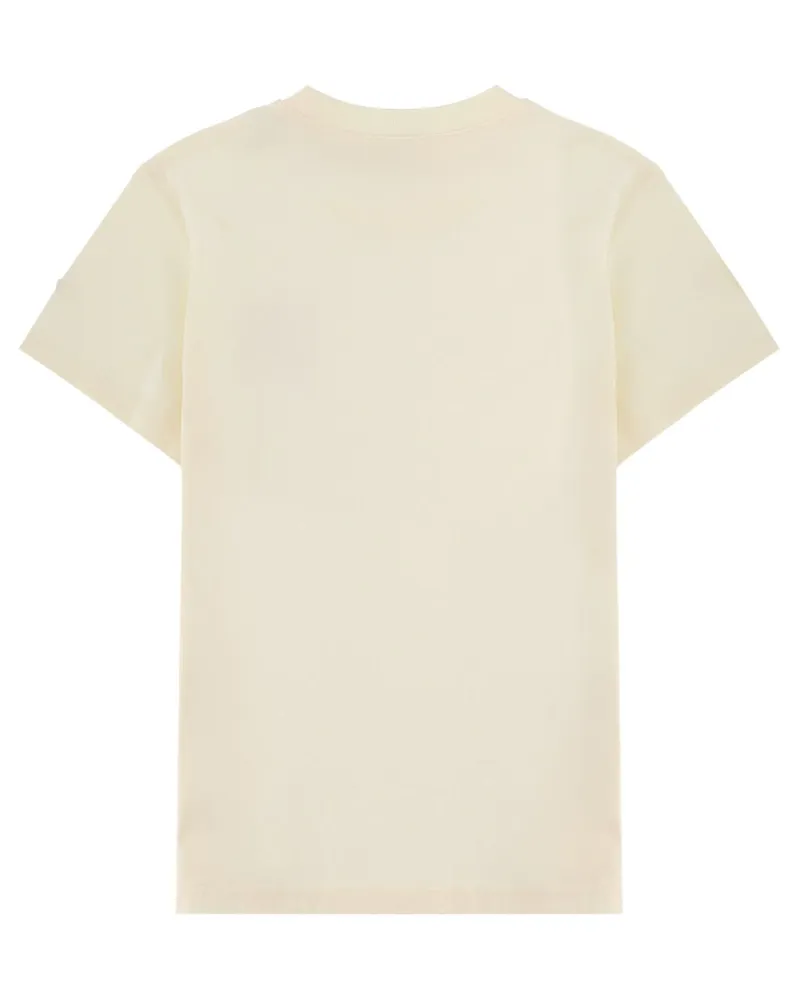 Moncler Logo-Embroidered Cotton T-Shirt — Ivory Ivory