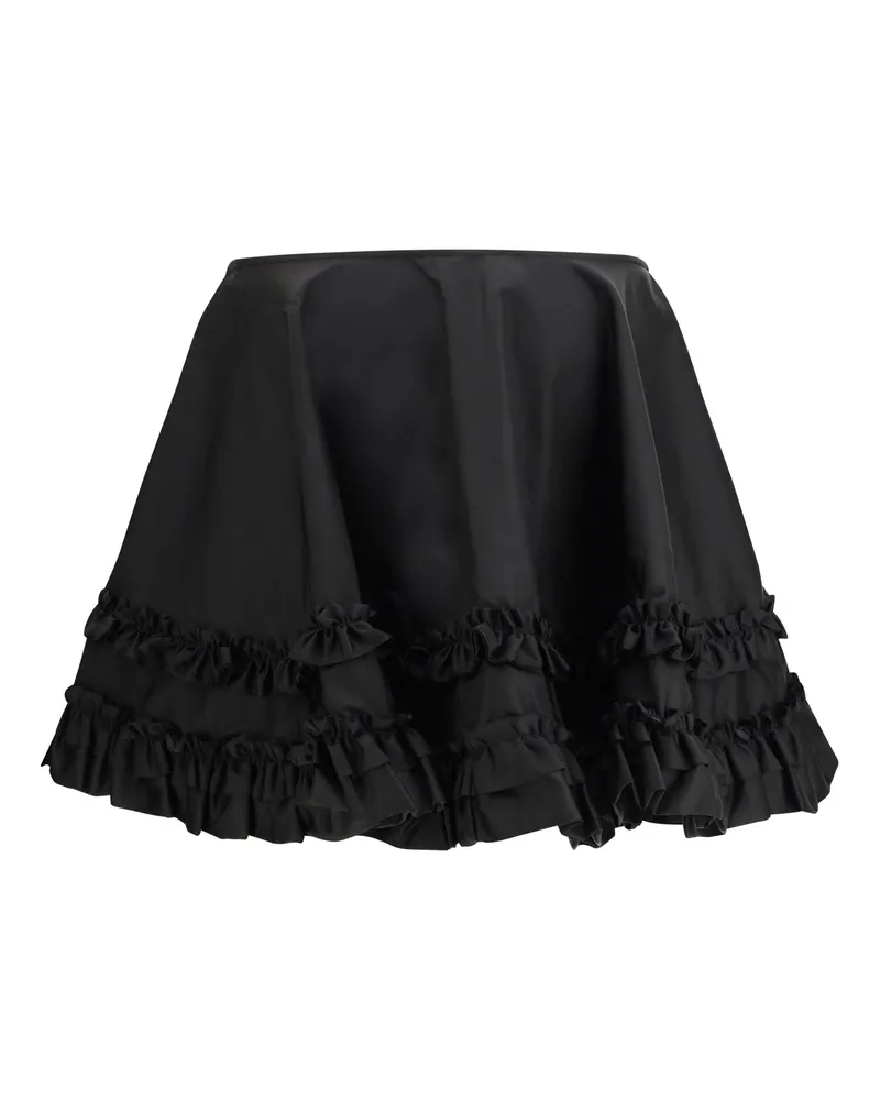 Ganni Layered Ruffle Water-Repellent Nylon Skirt — Black Black