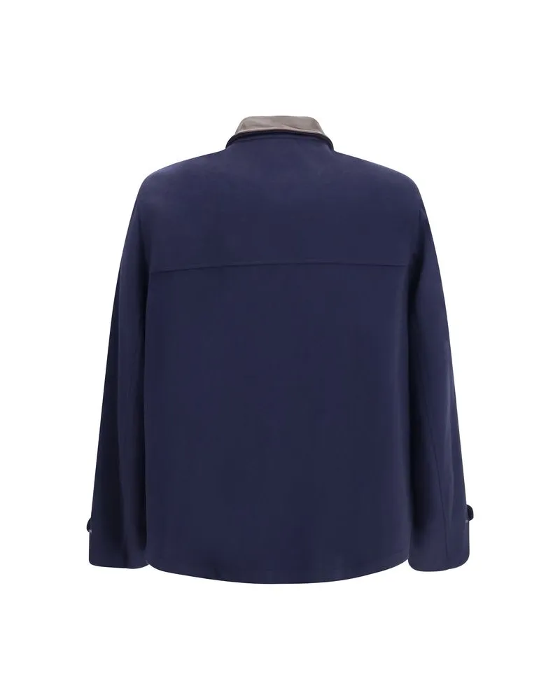 Brunello Cucinelli Men's Blue Wool Oves Aries Full-Length Jacket Clothing Navy