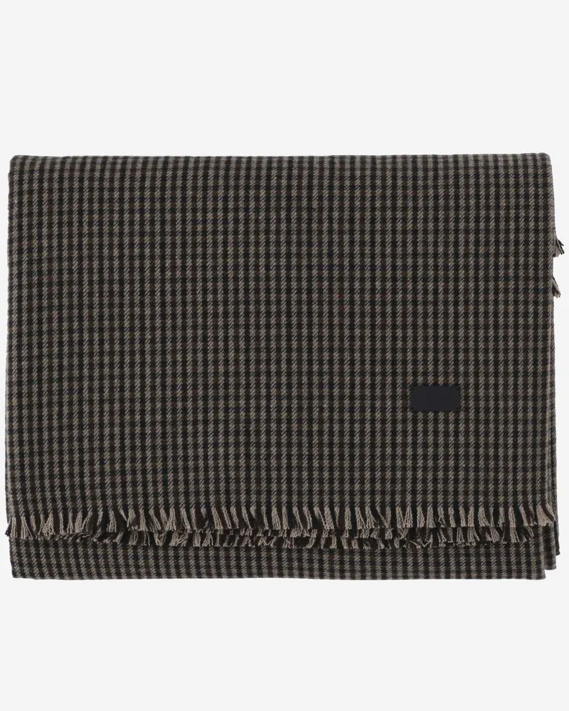 Saint Laurent Women's Vichy Pattern Wool Blend Twill Scarf Scarfs Gray