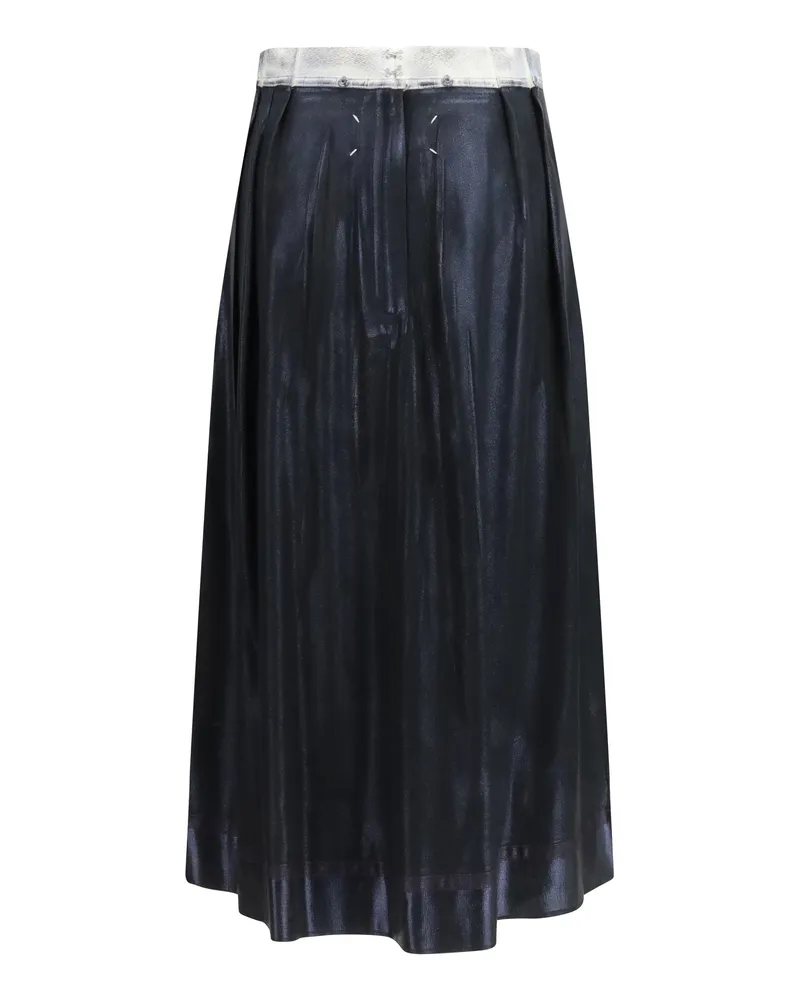 Maison Margiela Women's Foil-Treated Midi Skirt Black Acetate; Silk Black
