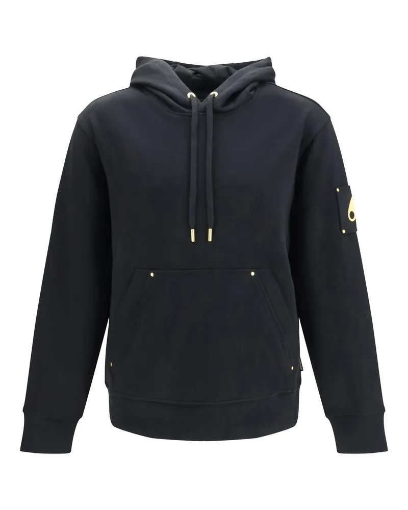 Moose Knuckles Men Zip Up Hoodie Hartsfield Black Cotton Sweatshirts Sweater Black