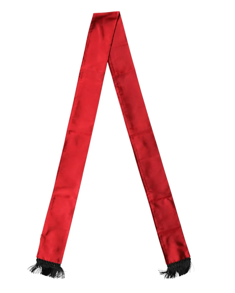 Dolce & Gabbana Men's Red Silk Fringes Neck Wrap Foulard Scarf Red