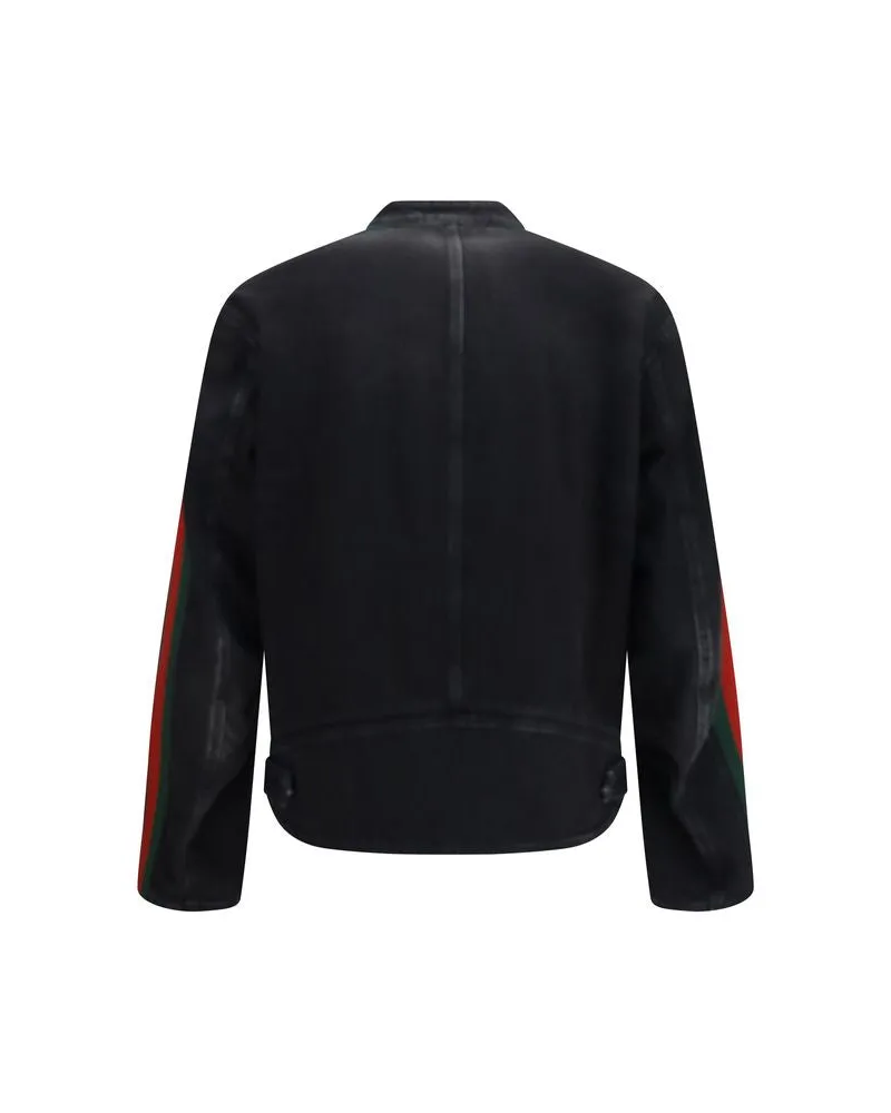 Gucci Men's Black Cotton Biker Jacket Clothing Black