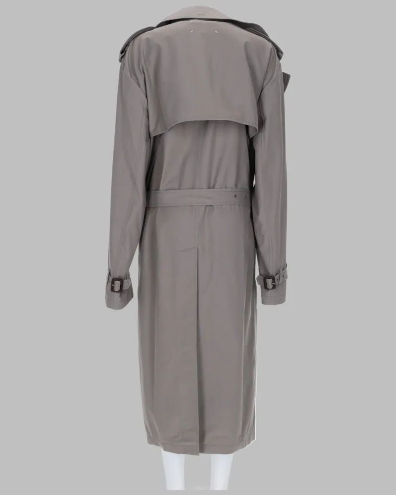 Maison Margiela Fold-Down Collar Trench Coat — Gray Gray