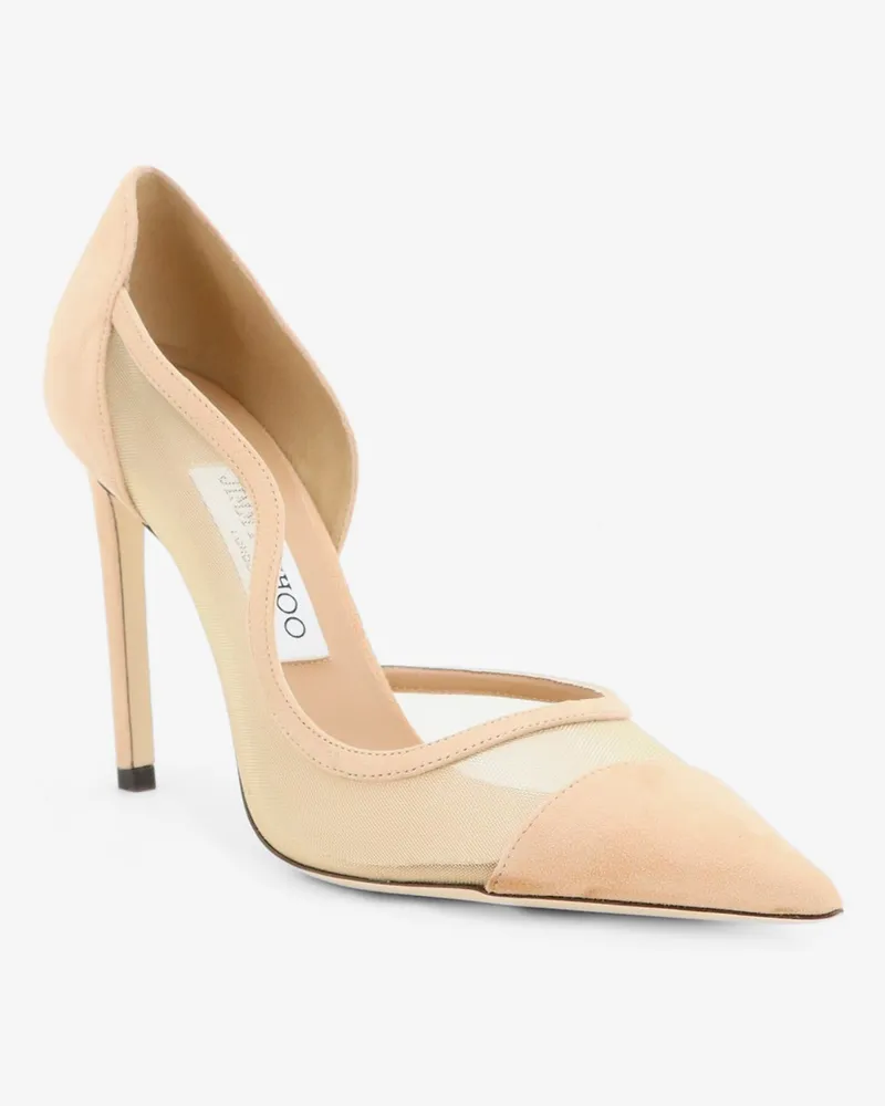 Jimmy Choo Women's Pumps Brigitte Beige Suede Suede-Mesh Suede/mesh High Heel Shoes Beige