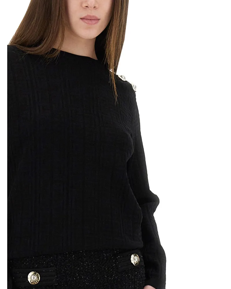 Balmain Viscose Knit Sweater — Black Black