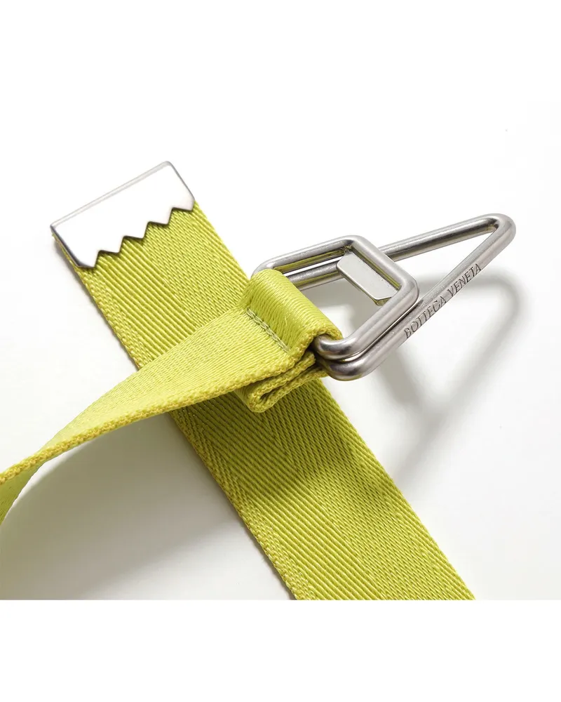 Bottega Veneta Men's Triangle Logo Nastro Belt Green Accessories Green