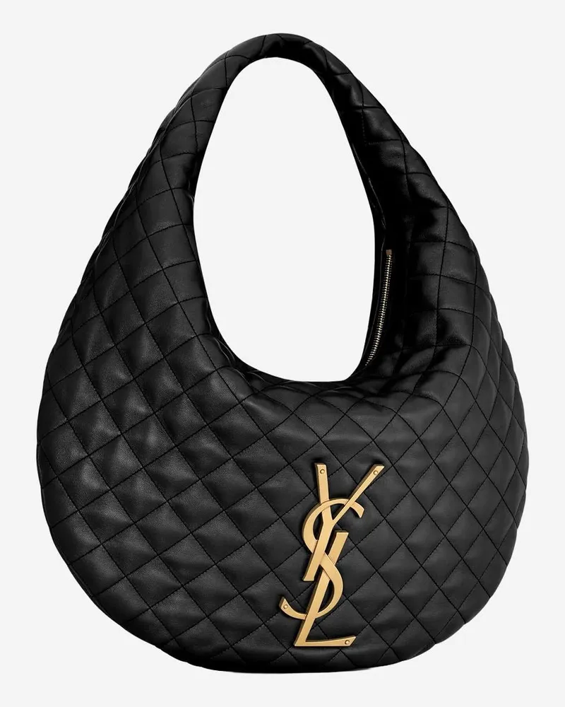 Saint Laurent Women's Icare Hobo Bag Quilted Nappa Leather Black Shoulder Black