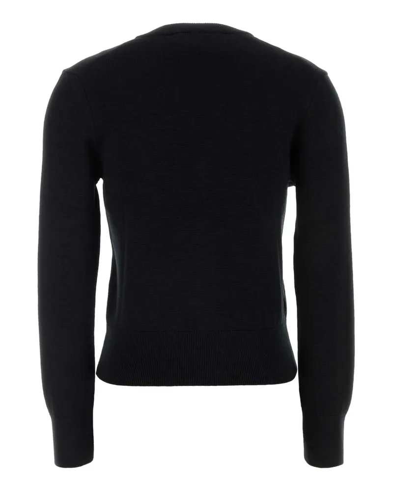AMI Paris Women's Black Wool Cardigan Noirrouge Exterior: Merino Maglieria Sweater Black