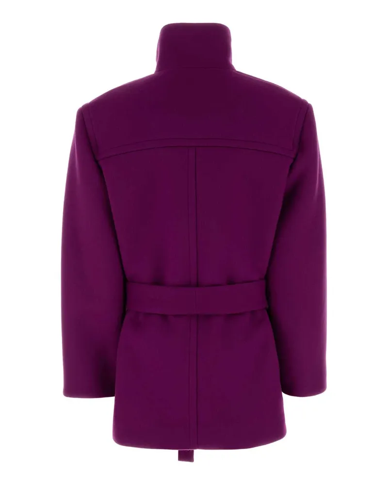 Saint Laurent Women's Tyrian Purple Wool Coat Violet Exterior: Lining: Silk Cappotti Purple