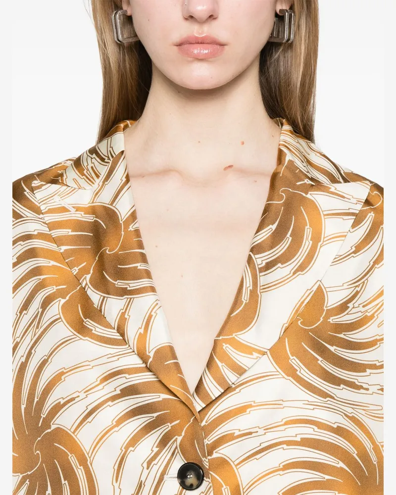 Alberto Biani Graphic-Print Silk Blazer — Ochre Ochre