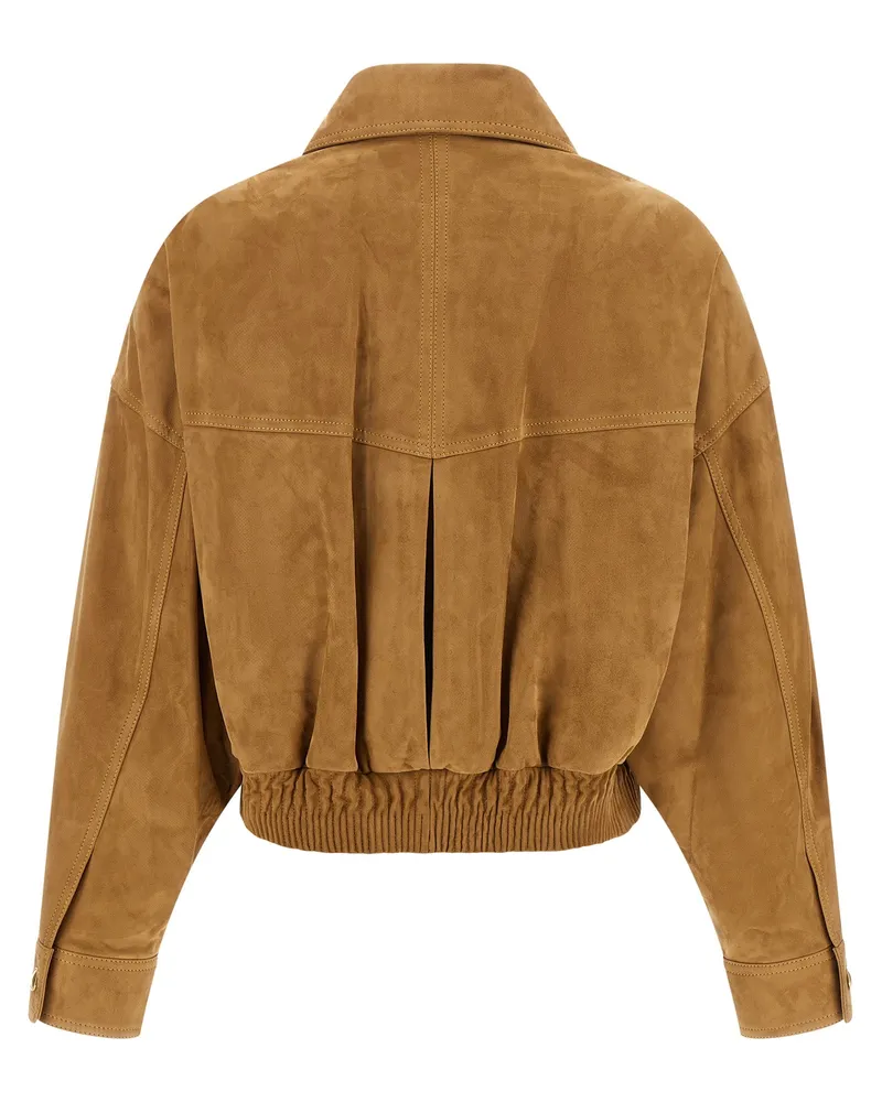 Versace Women's Brown Lamb Leather Jacket Clothing Brown