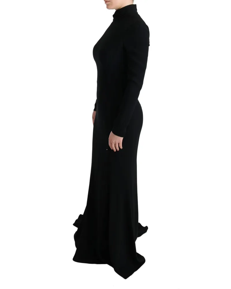 Dolce & Gabbana Women's Black Stretch Long Gown Sheath Dress Acrylic Black