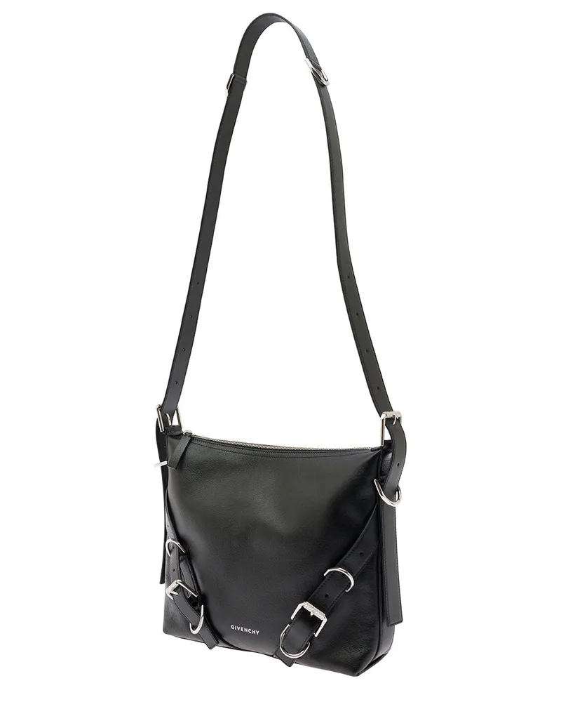Givenchy Men's White Crossbody Bag With Logo And Buckle Detail Black Calf Leather Shoulder Black