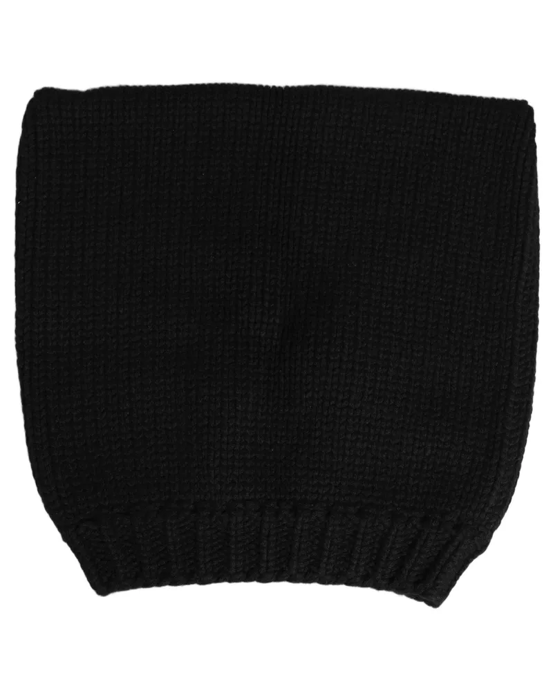Dolce & Gabbana HAT10100 Cashmere Knitted Ribbed Cuff Beanie — Black Black