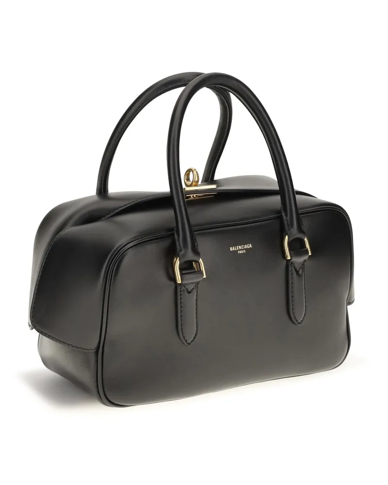 Balenciaga Le 7 Lambskin Leather Bowling Bag — Black Black