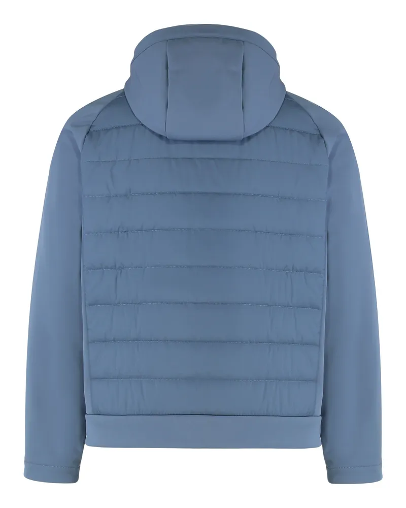 Paul & Shark Men's Technical Fabric Jacket With Zip And Hood Light Blue Polyester Raincoats Coat Blue