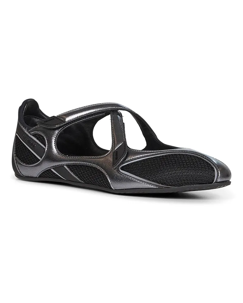 ATTICO Women's Black Floor 01 Ballet Flats Polyurethane Ballerina Shoes Black