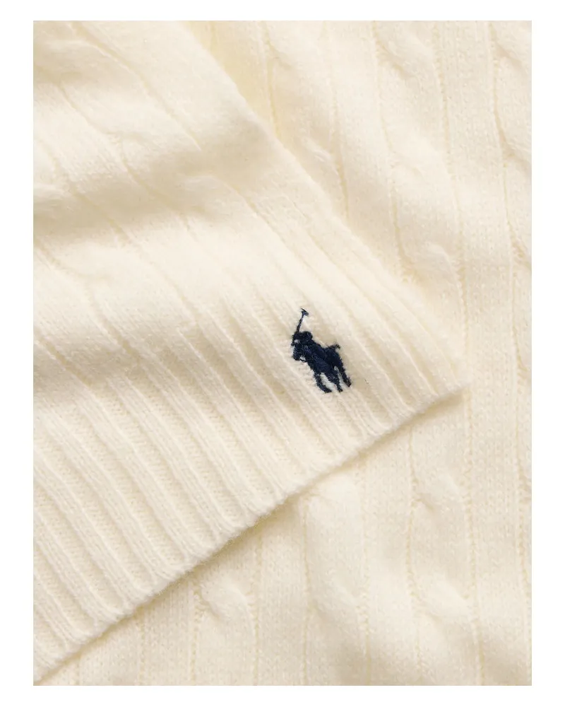 Ralph Lauren Cable Knit Wool-Cashmere Scarf — Beige Beige