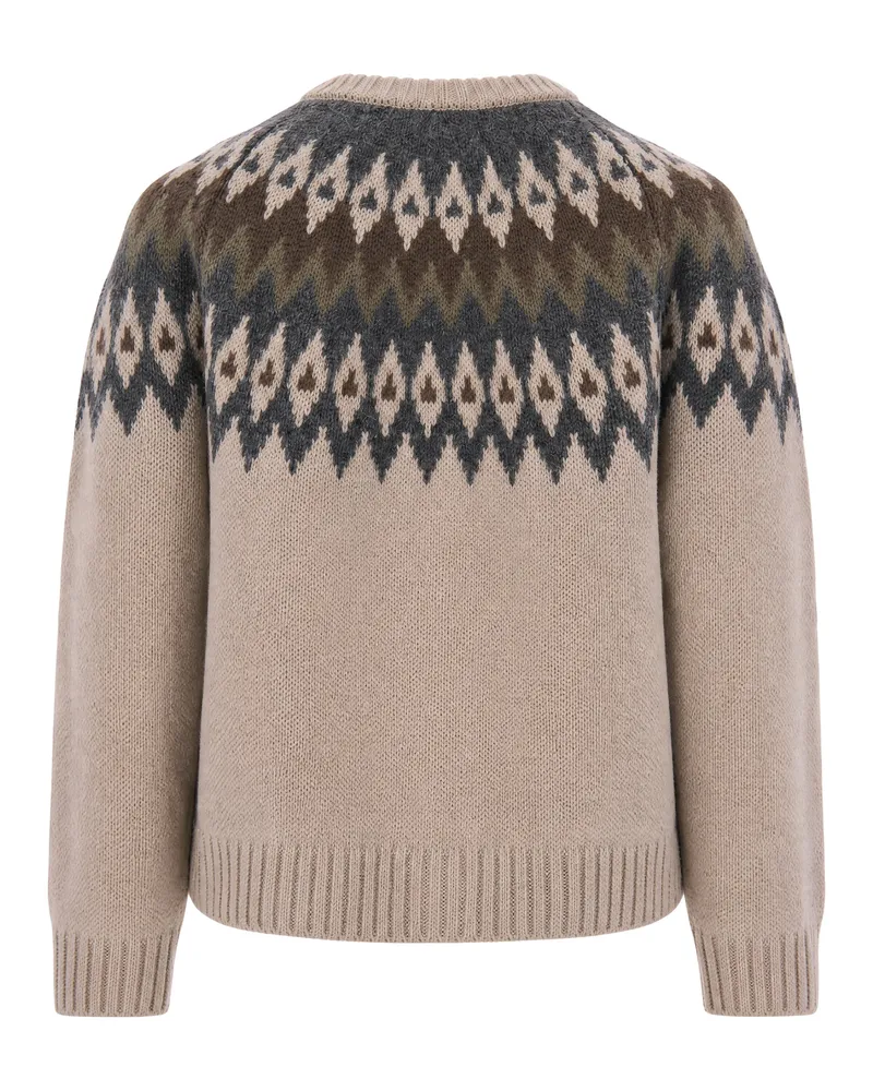 Max Mara Geometric Jacquard Cardigan — Beige Beige