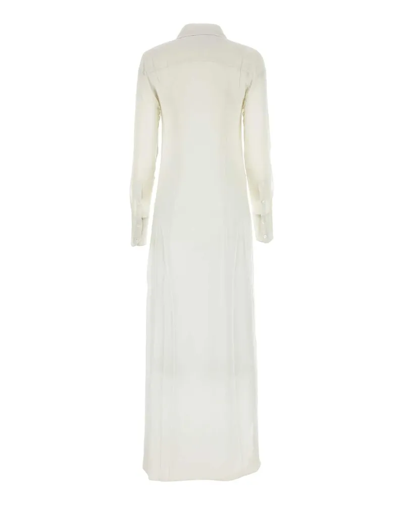 AMI Paris Women's Chalk Crepe Shirt Dress Exterior: Silk Abiti White
