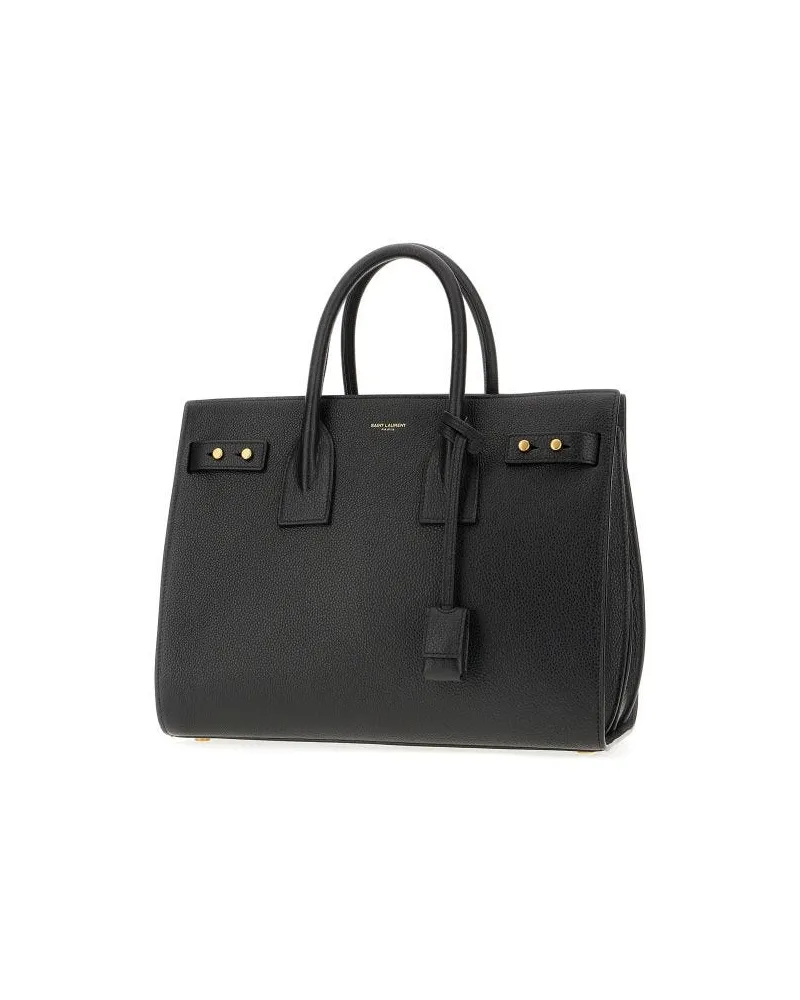 Saint Laurent Women's Black Calf Leather Sac De Jour Handbag Bag Black