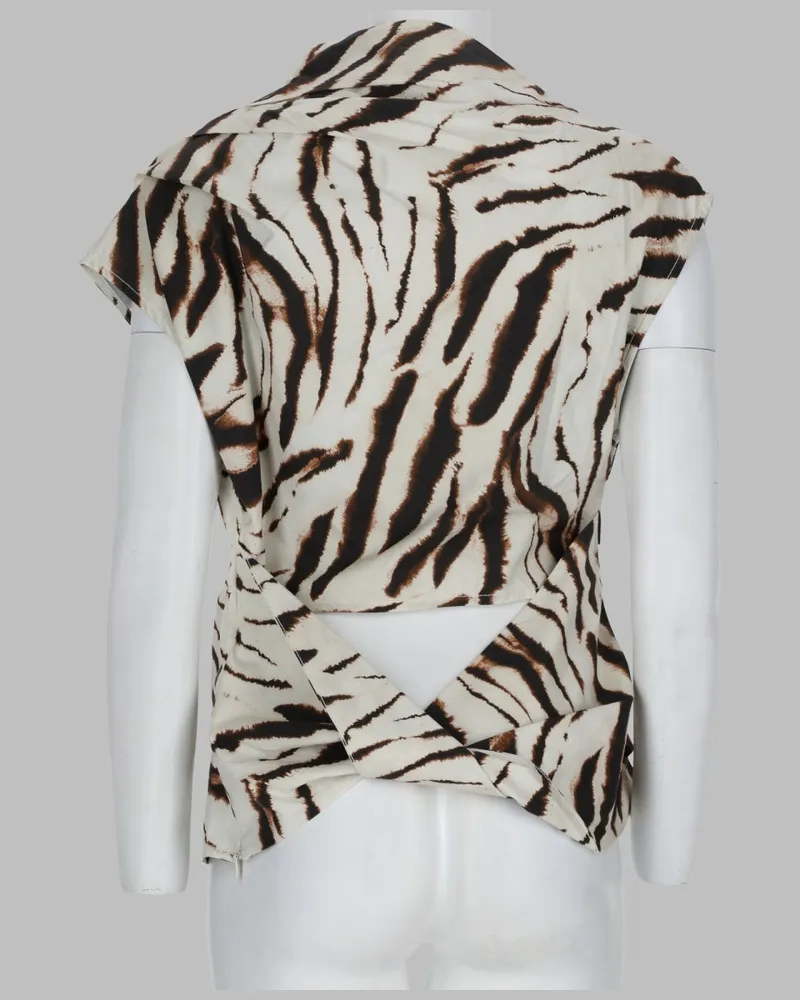 Ganni Organic Cotton Animal Print Top — Multicolor Multicolor