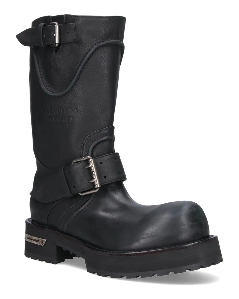 Balenciaga Men's Boots Black Calf Leather Black