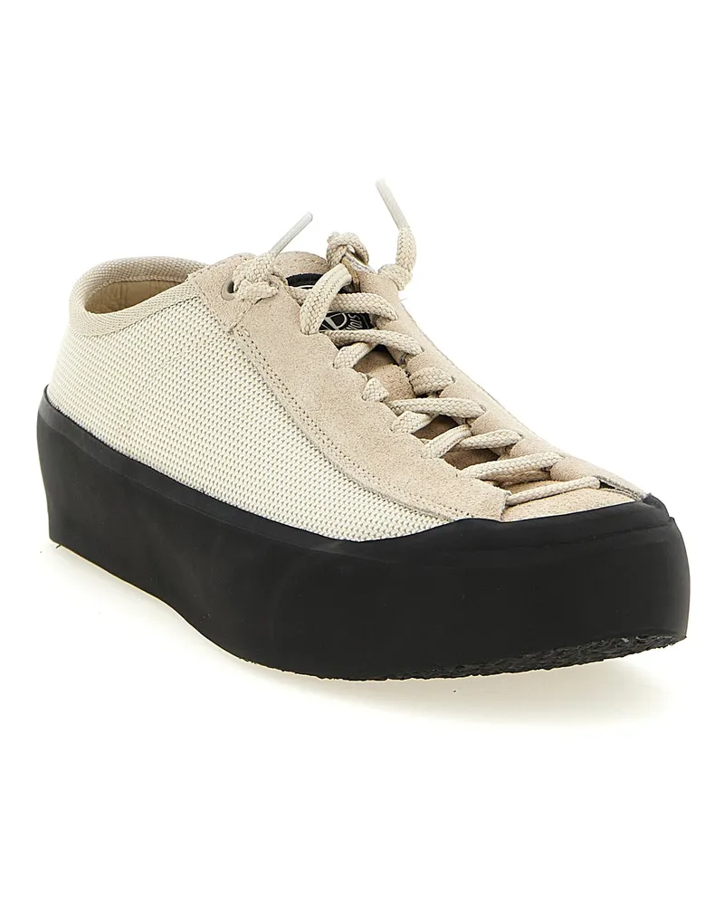 Stone Island Men's Beige Calfskin Low Top Sneakers Beige