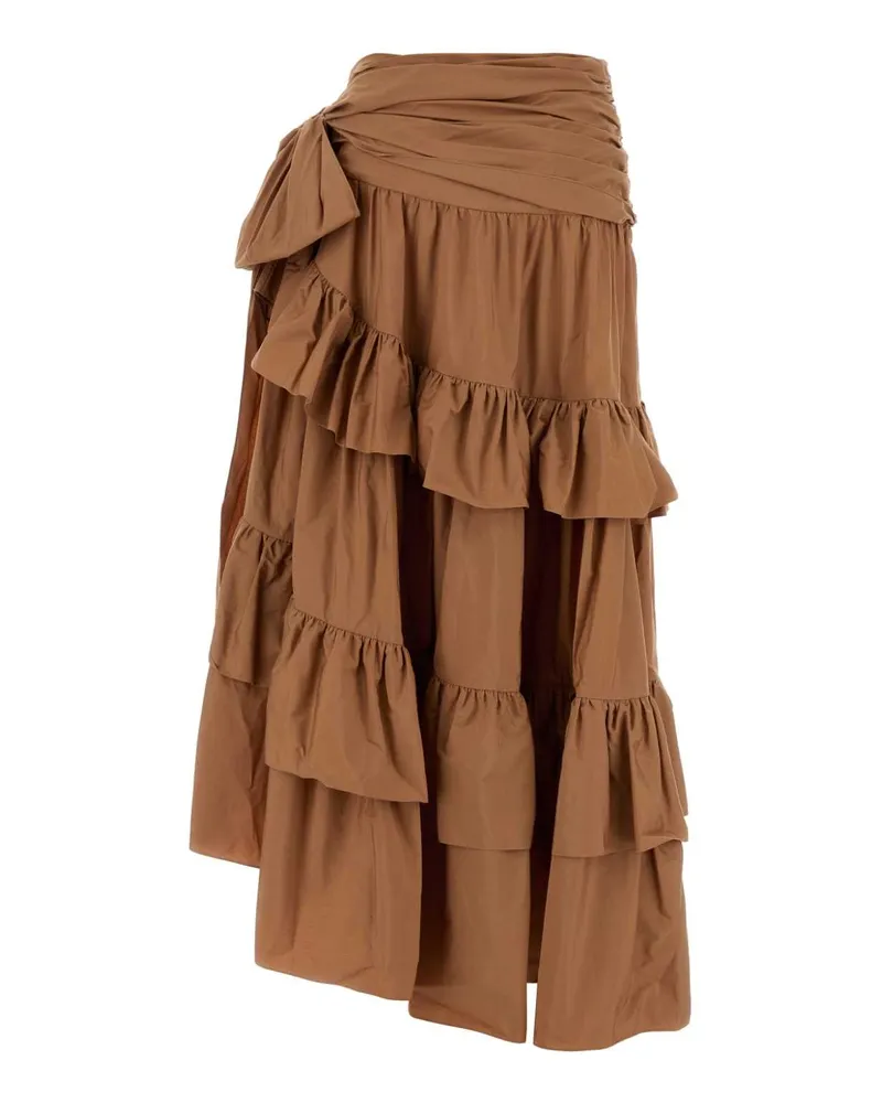 Chloé Tiered Poplin Skirt — Beige Beige