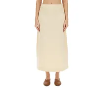 Wool Midi Skirt — Ivory