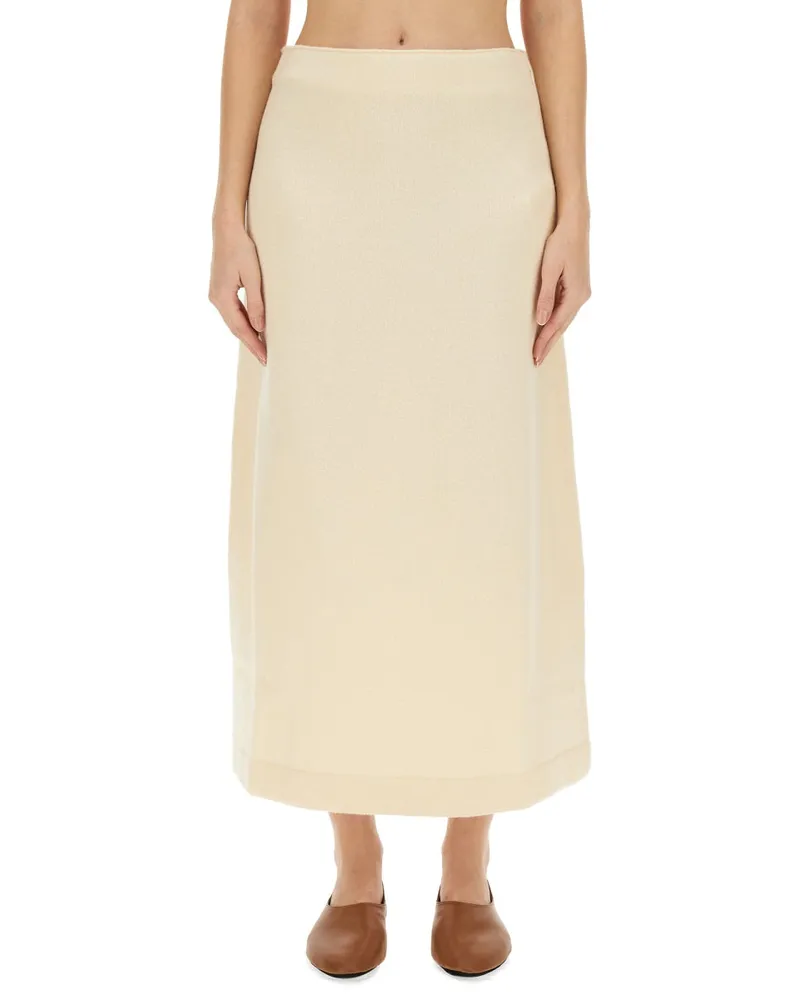 Jil Sander Wool Midi Skirt — Ivory Ivory