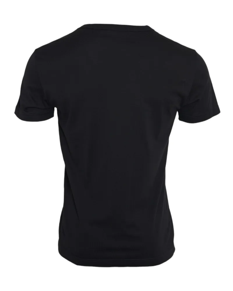 Dolce & Gabbana Men Black Cotton Silver Chain Short Sleeve T-Shirt Black