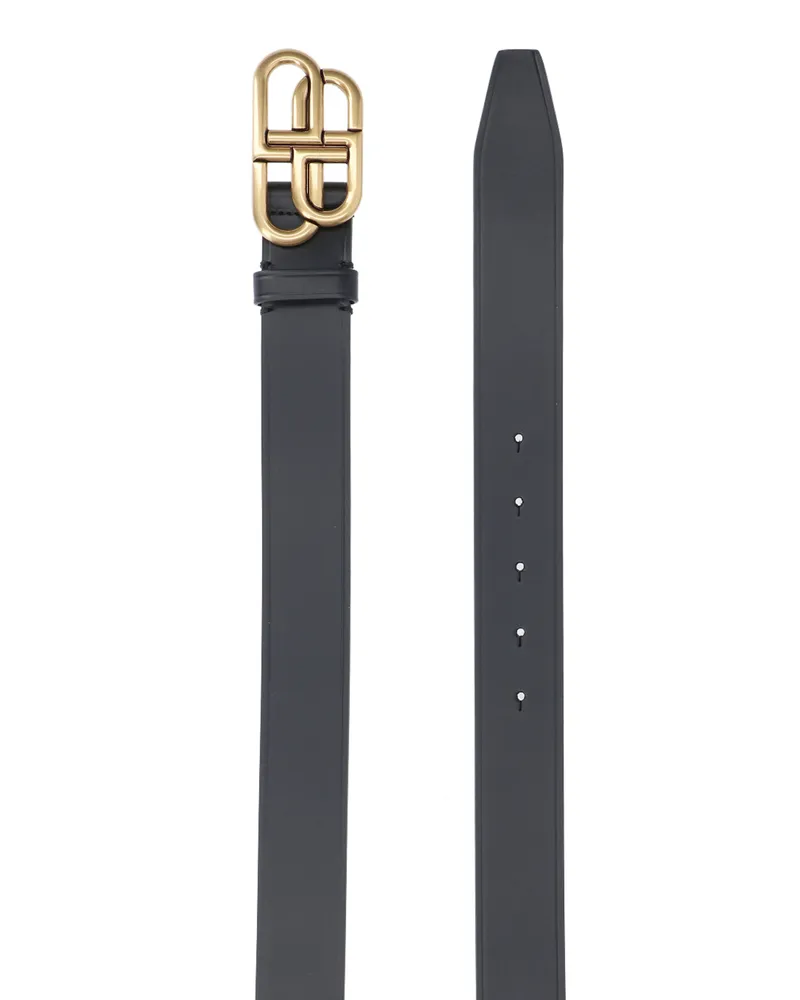 Balenciaga Men's Belts Black Calf Leather Black