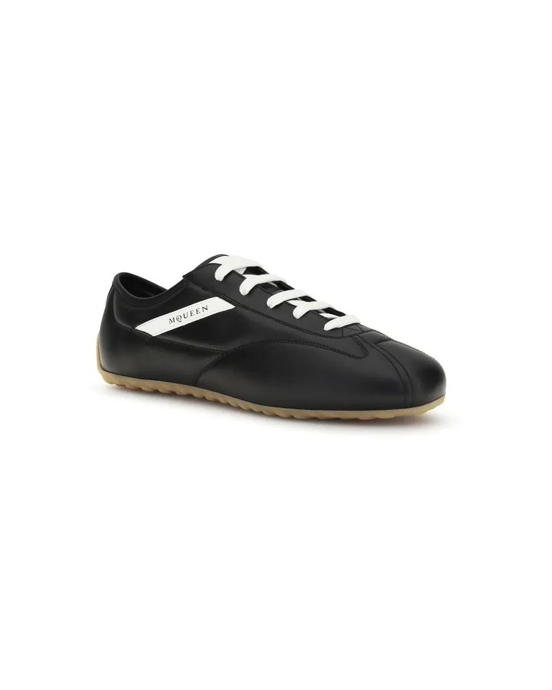 Alexander McQueen Men's Black Calf Leather Bos Taurus Low Top Sneakers Black