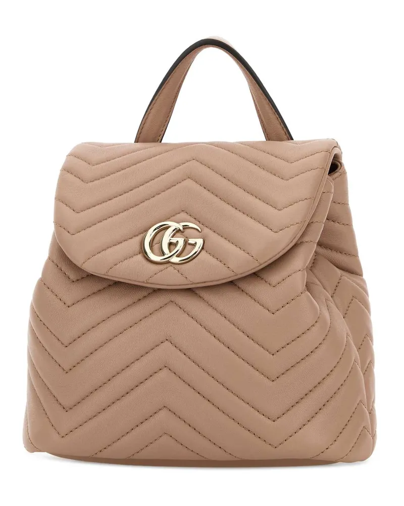 Gucci Women's Pink Leather Mini Gg Marmont Backpack Cameoxdafne Zaini Beige