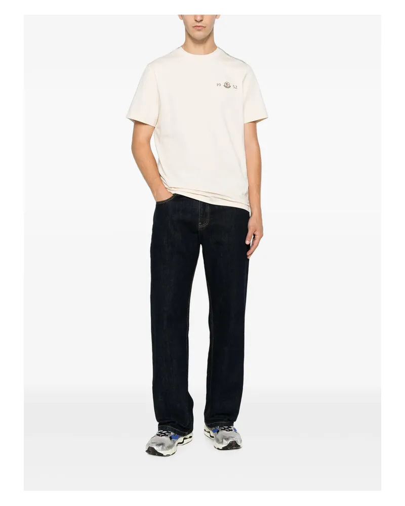 Moncler Logo-Patch Cotton T-Shirt — Beige Beige