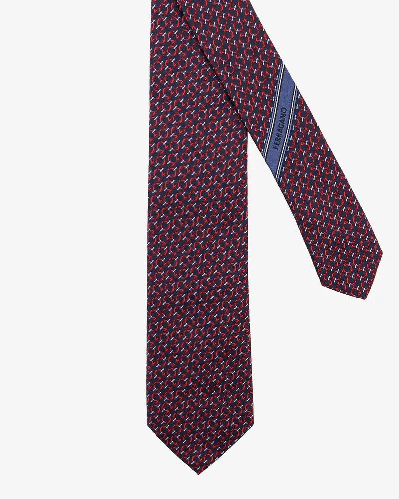 Ferragamo Men's Silk Tie Intreccio Red Ties & Bow Red