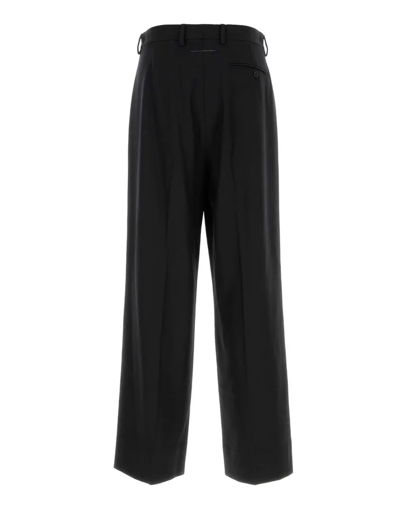 Maison Margiela Men's Black Wool Blend Wide-Leg Pant 900 Pantaloni Trousers Black