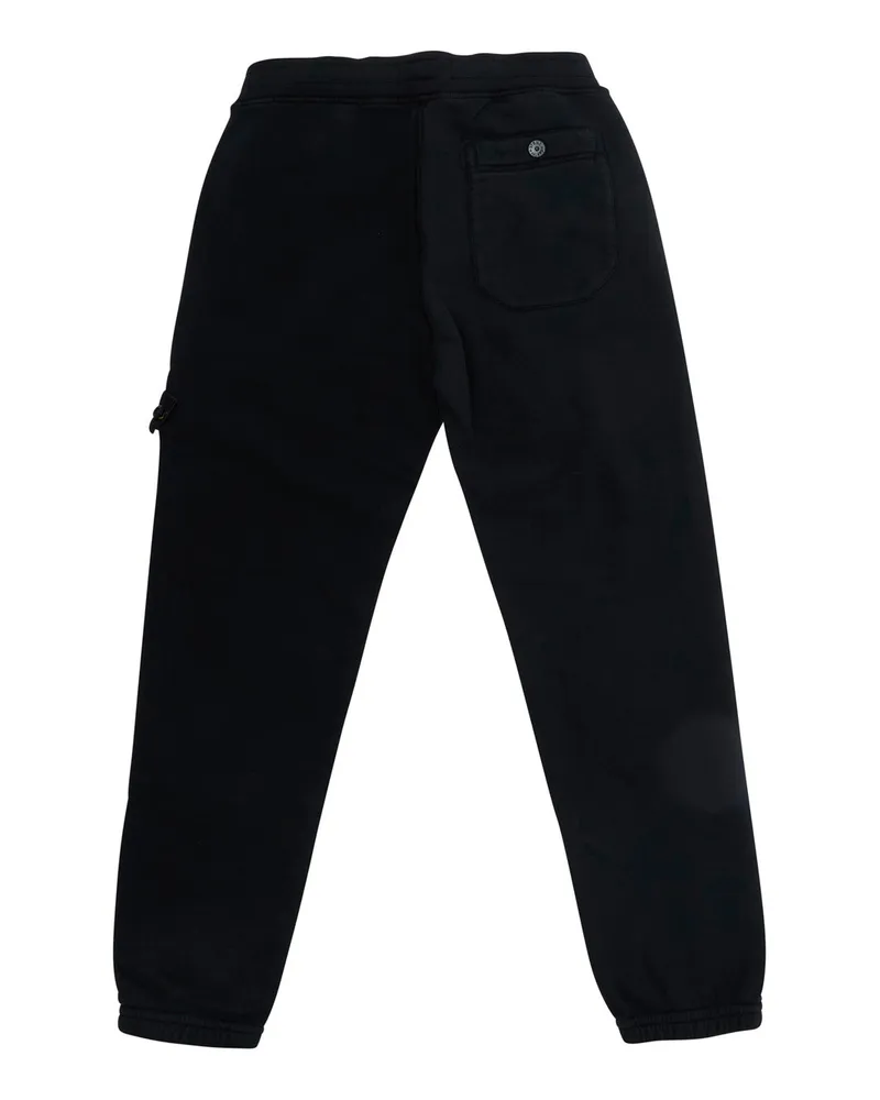 Stone Island Boys' Sweatpants With Nylon Patch — Black Trousers Black