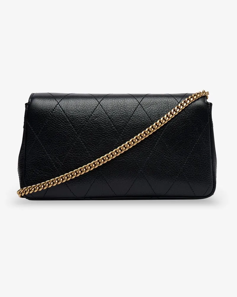 Tory Burch Women's Crossbody Bag Charlie Quilted Leather Chain Wallet Black Shoulder Black