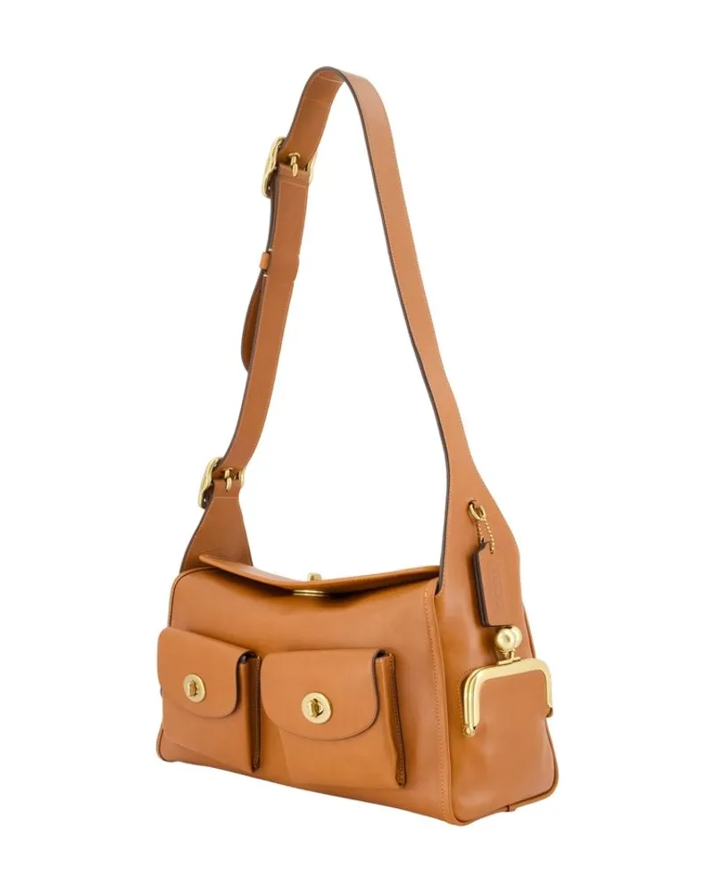 Coach Women's The Originals Turnlock Haversack Shoulder Bag -  Leather Brown Cowhide Shoulder-Hobo-Bags Brown