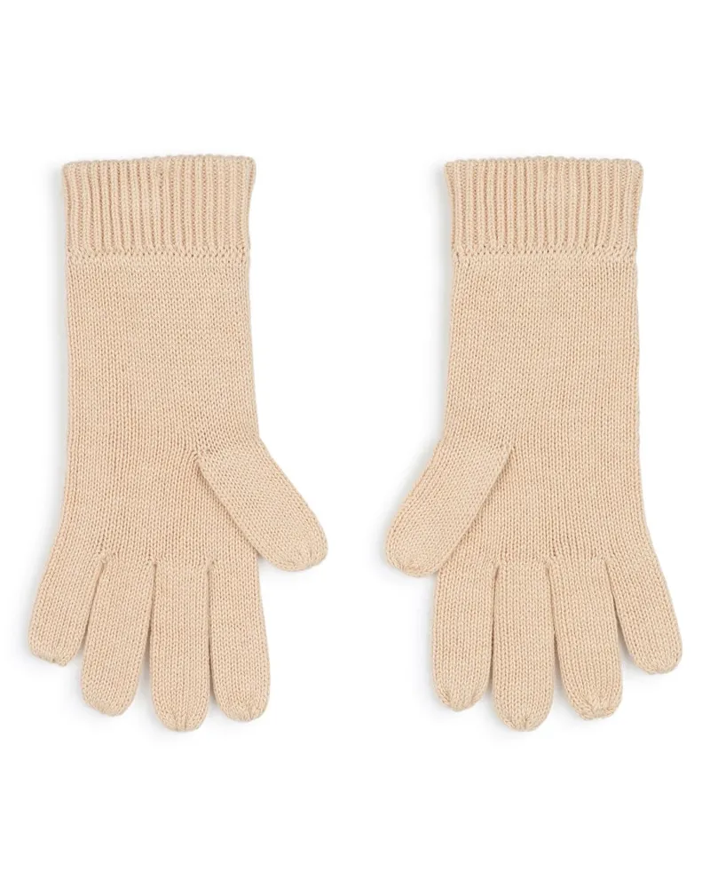 Chloé Logo-Embroidered Cotton-Wool Gloves — Beige Beige