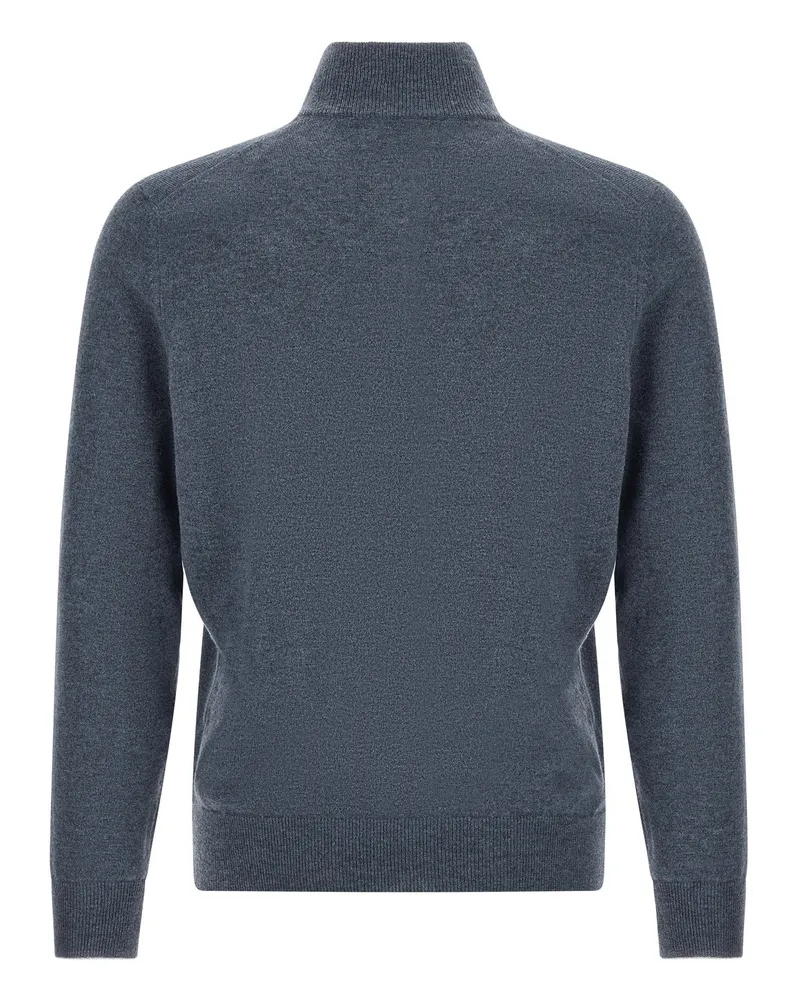 Brunello Cucinelli Half-Zip Cashmere Sweater — slate blue Slate