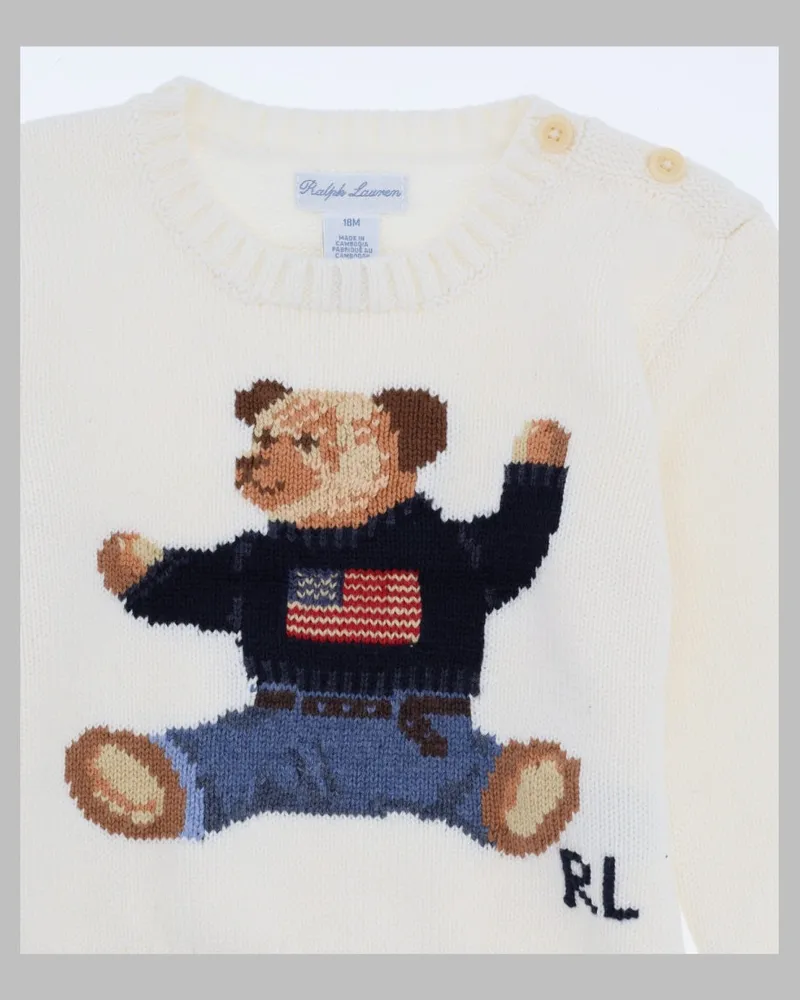 Ralph Lauren Polo Bear Graphic Cotton Sweater — White White