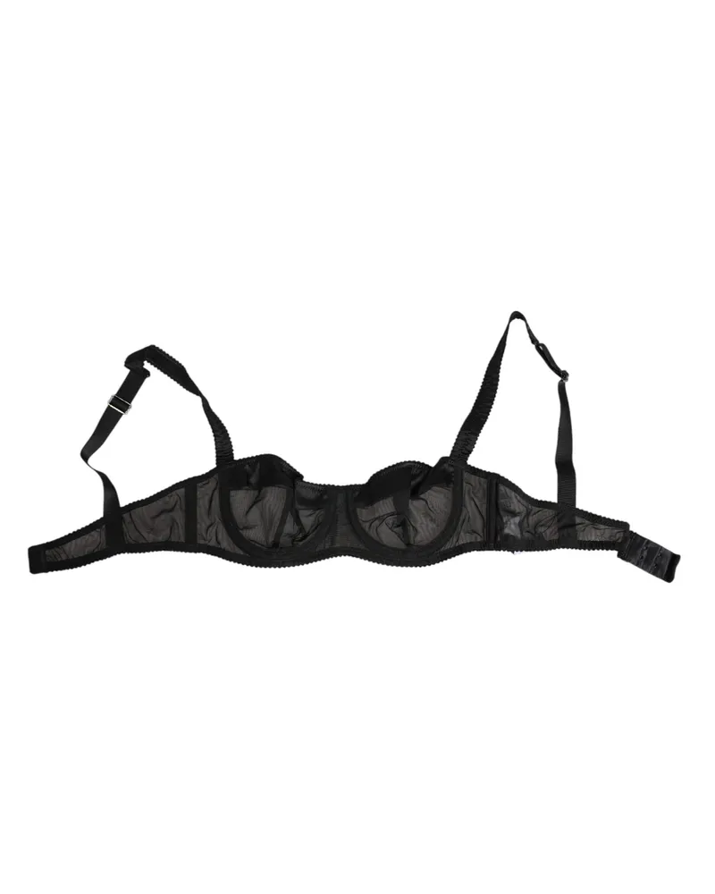 Dolce & Gabbana Women Black Sheer Mesh Underwire Bra Underwear Polyamide Clothing Black